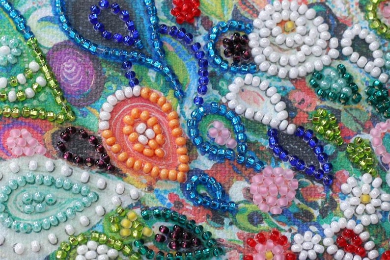 DIY Bead Embroidery Kit on Art Canvas colored Etsy