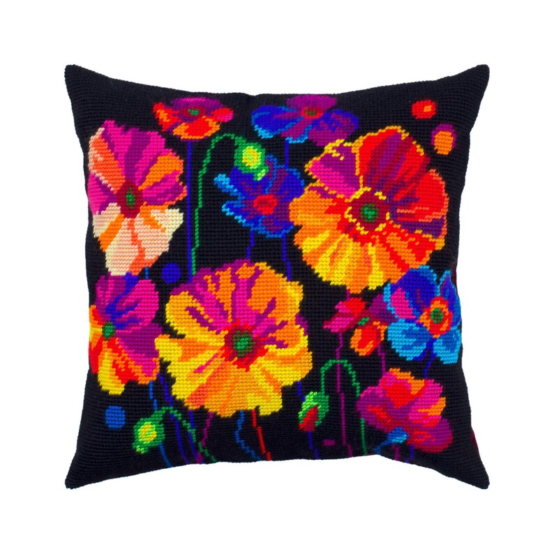 DIY Needlepoint Pillow Kit colors of Night Etsy