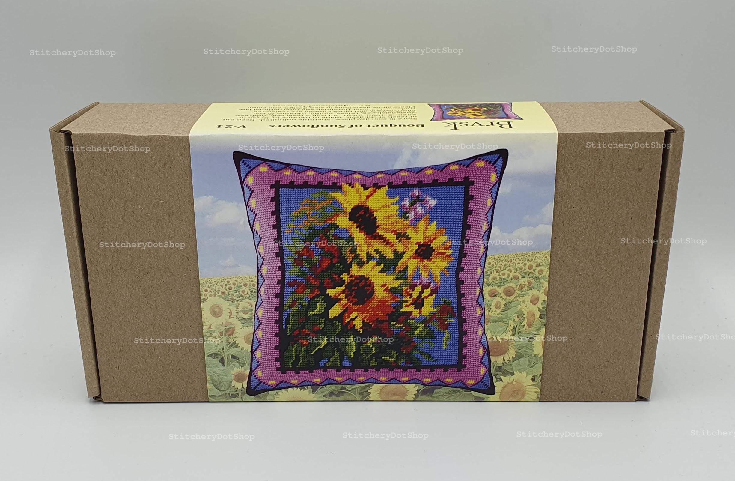 Kit Ricamo Punto Croce Girasoli - Cuscino 40x40 Cm Tela Stampata Qualità Europea - Foto 3