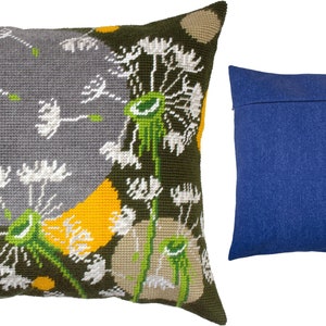 DIY Needlepoint Pillow Kit Dandelions in a Breeze, Tapestry cushion kit, Half Cross Stitch Kit, Embroidery kit, size 16x16 40x40 cm, image 10