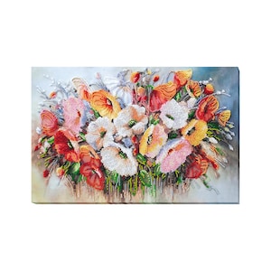DIY Bead Embroidery Kit on Art Canvas &quot;Delicate Flowers&quot; | Unique Beadwork Kit for Home Décor | B21 Abris Art, Needlework Craft Kit