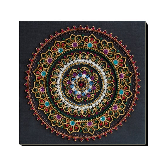 Mandala DIY Bead Embroidery Kit, Colorfull Needlepoint Kit