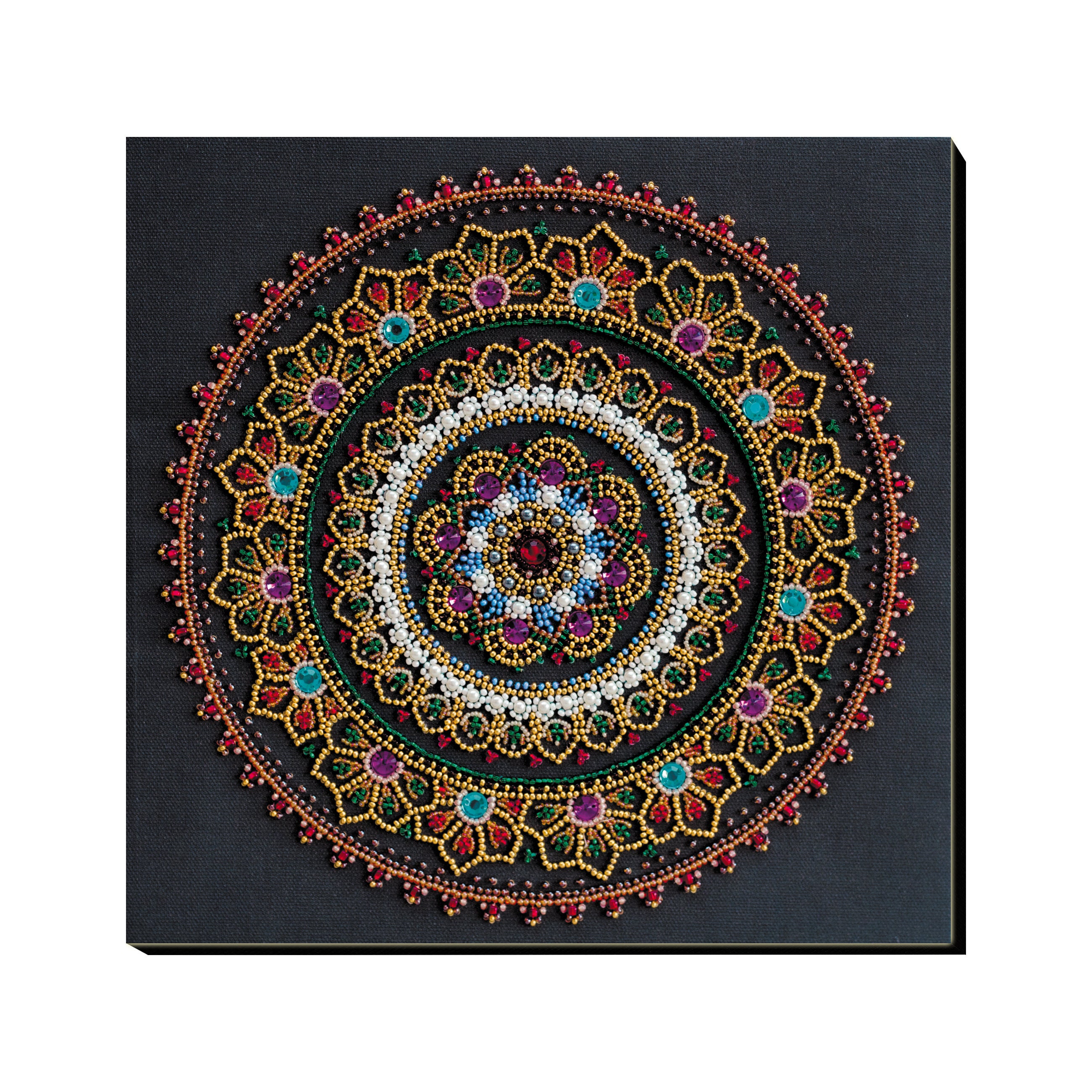 Bead Embroidery Kit on canvas Mandala happiness