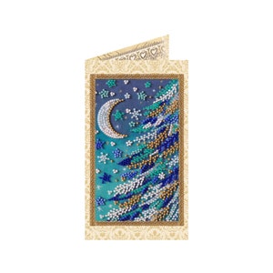 DIY Perlenstickerei Postkarten Kit ""Schneenacht"", Geschenk Perlenstickerei Abris Art A02, Perlenstickerei Postkarte."