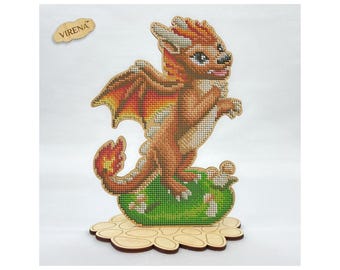 DIY Bead embroidery kit "New Year symbol Autumn dragon" Christmas gifts, Embroidery on wood, Christmas decoration