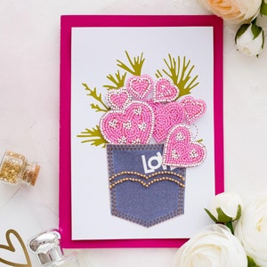 Kit de cartes postales 3D DIY « With an open heart » à broder avec des perles Abris Art A07, kit de broderie de perles, kit de broderie perlée, kit de créations manuelles
