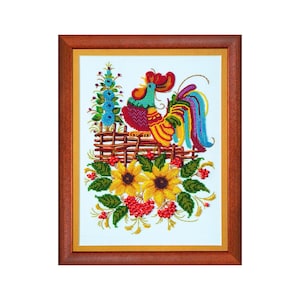 DIY Beadwork Kit &quot;Cockerel&quot;  11.8&quot;x8.9&quot;, Bead Embroidery Kit, DIY Craft Kit
