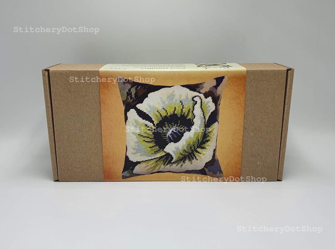 Breadseed Poppy Needlepoint Kit For Adults & Beginners - 16x16 Inch Floral Design With Yarn & Instructions