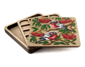 "DIY Perlenstickerei ""Birds"", Perlenbox, Holzperlen-Aufbewahrungsbox, Perlenaufbewahrungsbox, Holzperlen-Organizer."