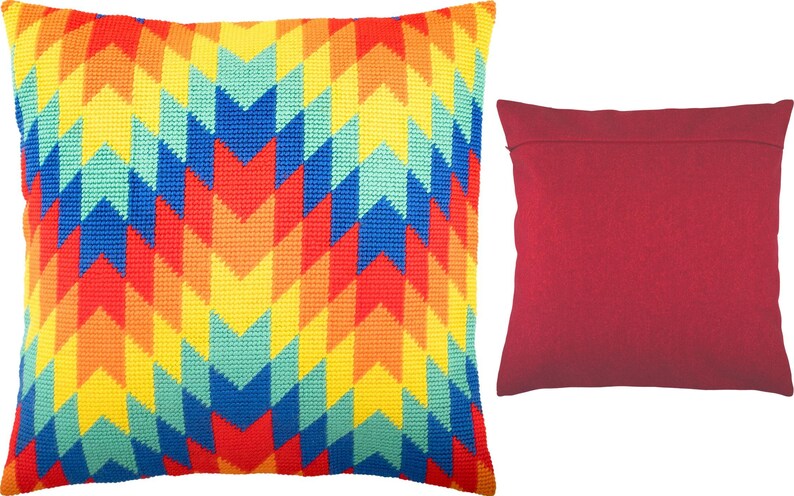 DIY Needlepoint Pillow Kit Peru, Tapestry cushion kit, Half Cross Stitch Kit, Embroidery kit, size 16x16 40x40 cm, Printed Canvas image 6