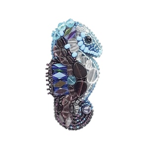 Beadwork kit for creating brooch &quot;Horsefish&quot;, DIY Jewelry making kit, Brooch Pin kit, Seed beaded brooch, Bead Embroidery Kit