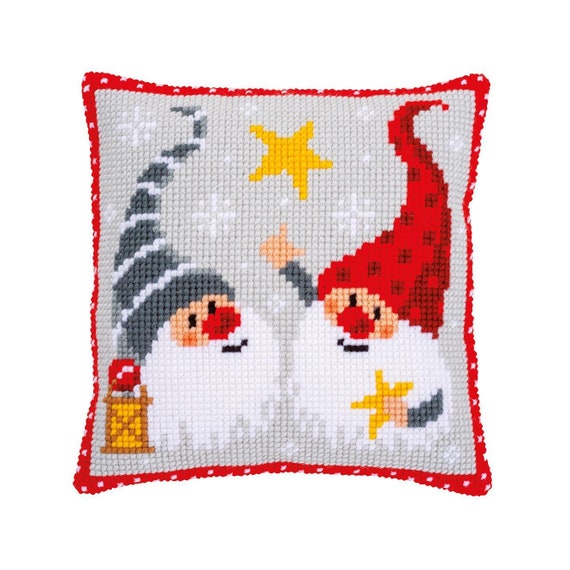 DIY Cross Stitch Cushion Kit christmas Gnomes Etsy