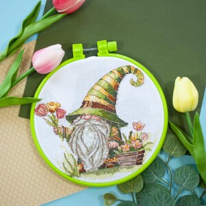 DIY Counted Cross Stitch Kit &quot;Florist&quot; with hoop, Embroidery kit, Home decor, Abris Art A33