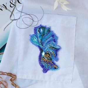 Pärlbroderilappskit "Blåguld-A", Kläddekoration, broderi på kläder