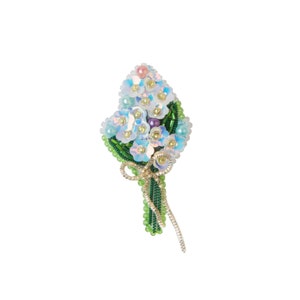 Beadwork kit for creating brooch &quot;Forget-me-nots&quot;, DIY Jewelry making kit, Brooch Pin kit, Seed beaded brooch, Bead Embroidery Kit
