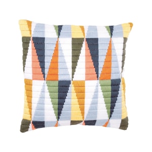 DIY Long Stitch Cushion Kit &quot;Triangles&quot;, Needlepoint Kit, Cross Stitch kit, Embroidery kit, size 16&quot;x16&quot; (40х40 cm)