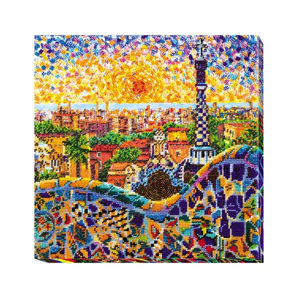 Kit de broderie de perles bricolage sur toile d'art « Park Guell », kit de broderie de perles, Abris Art B04, kit de travaux d'aiguille bricolage