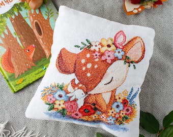 刺繡クッション4点 クロスステッチクッションキット「友情」DIY。クロスステッチ刺繍