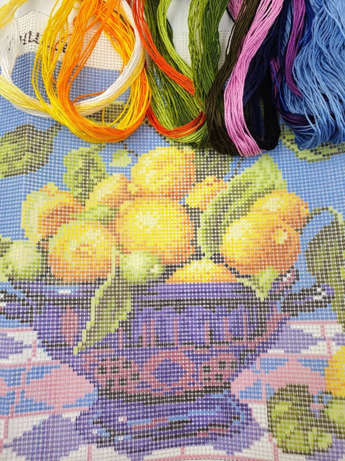 DIY Needlepoint Kit Cross Stitch Kit lemons in a Etsy