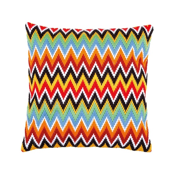 DIY Long Stitch Cushion Kit zigzag Needlepoint Etsy