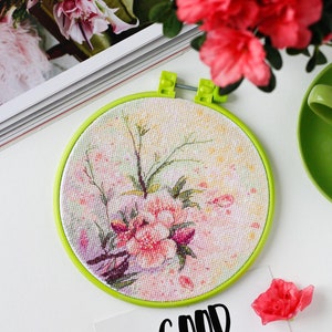 DIY Counted Cross Stitch Kit &quot;Tender spring&quot; with hoop, Embroidery kit, Home decor, Abris Art A06