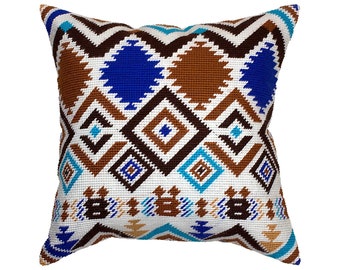 DIY Needlepoint Pillow Kit "Yucatán Mexican Pattern", Tapestry cushion kit, Half Cross Stitch Kit, Embroidery kit, size 16"x16" (40x40 cm),