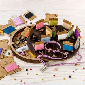 Box For Handicraft , Wooden organizer for threads, Floss holder, Needlework storage, Craft supplies, Gift for women