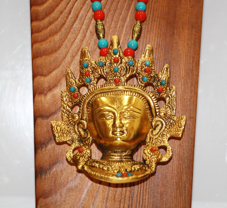 Antique Oxidized Maa Durga Pendant Necklace and Matching Earring Set Indian Jewelry Gift For Her Temple Jewelry Oxidized Jewelry