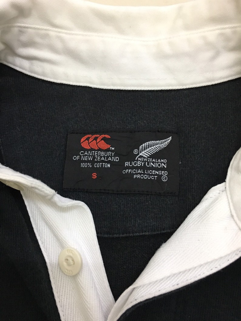 Vintage CANTERBURY New Zealand STEINLAGER All Black Rugby Jersey Polo Shirt Size Small