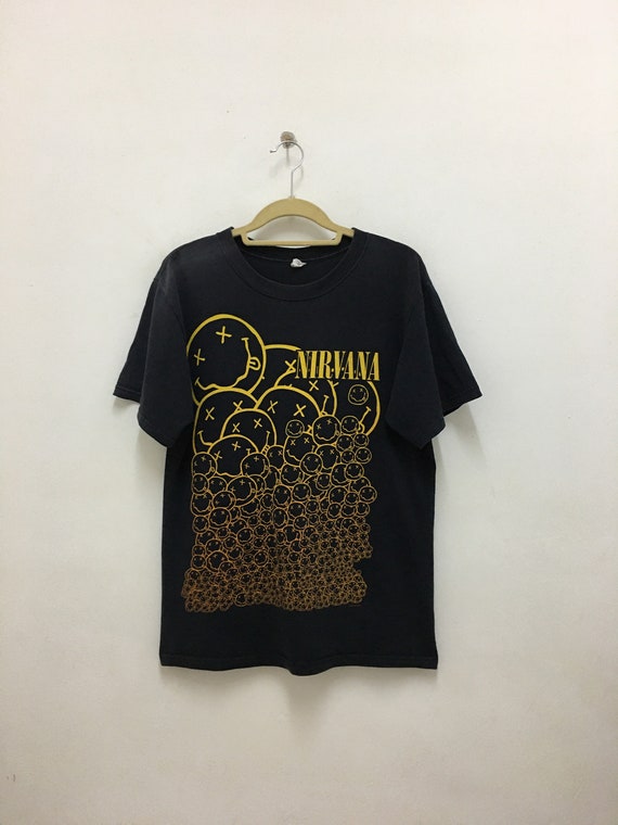 Rare NIRVANA Shirt Smiley Face Nevermind Kurt Coba