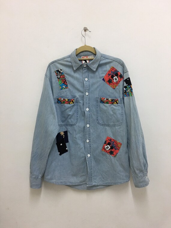 mickey mouse denim shirt