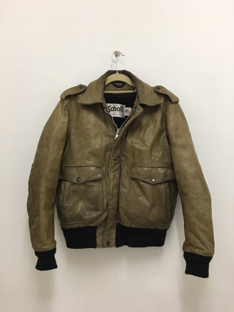 Vintage Schott Nyc Leather Jacket A 2 Flight Er Size 38