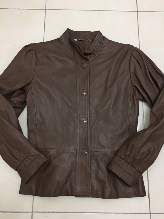 Yves Saint Lau Brown Leather Jacket Vintage Ysl Size 38
