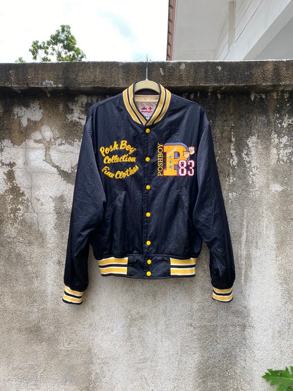 Vintage Posh Boy Jacket Varsity Satin Black Bomber