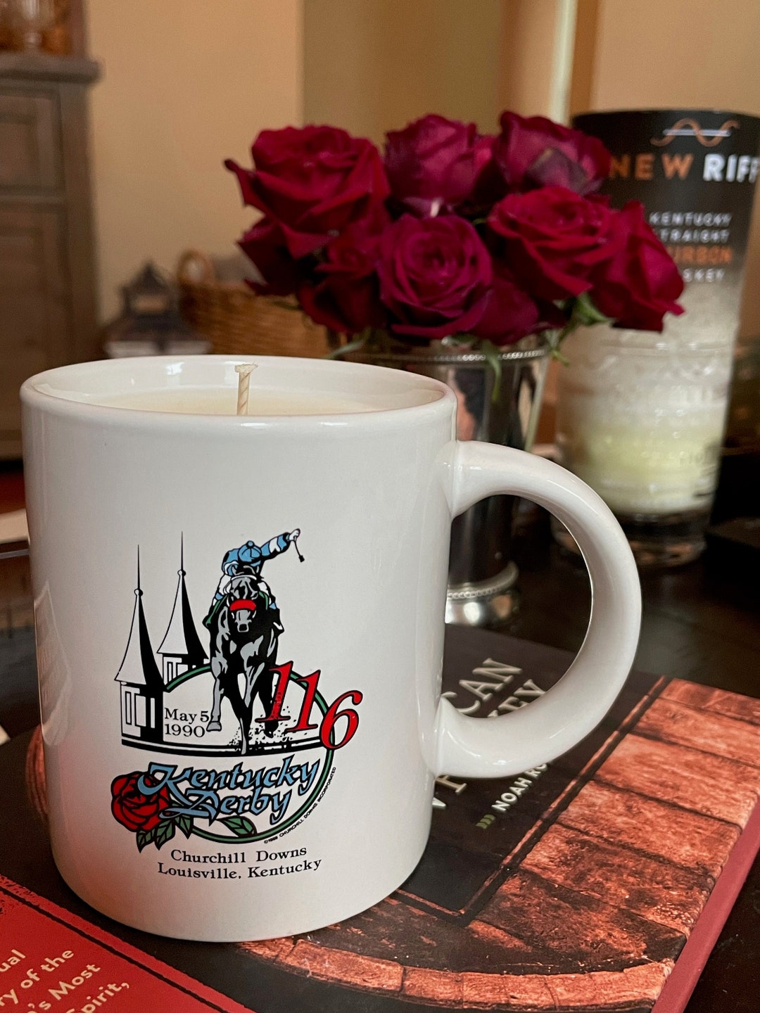 Vintage Kentucky Derby Coffee Mug Candle 1990 Handmade Soy Etsy