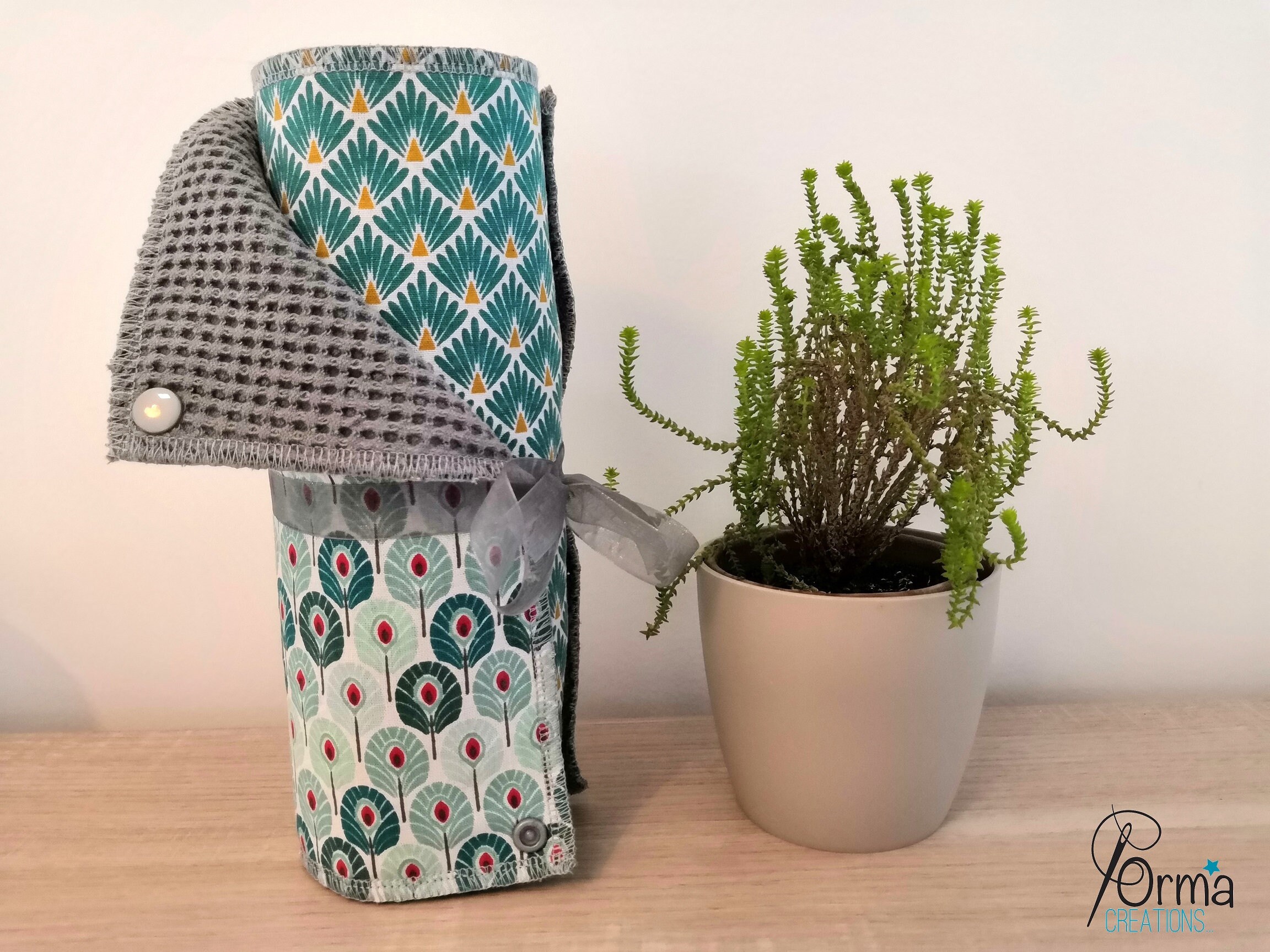 Rouleau de Feuilles d'essuie-Tout Lavables, Tissus Bleus Lagon 100% Oeko-Tex, Éponge Tissu Nid d'abe