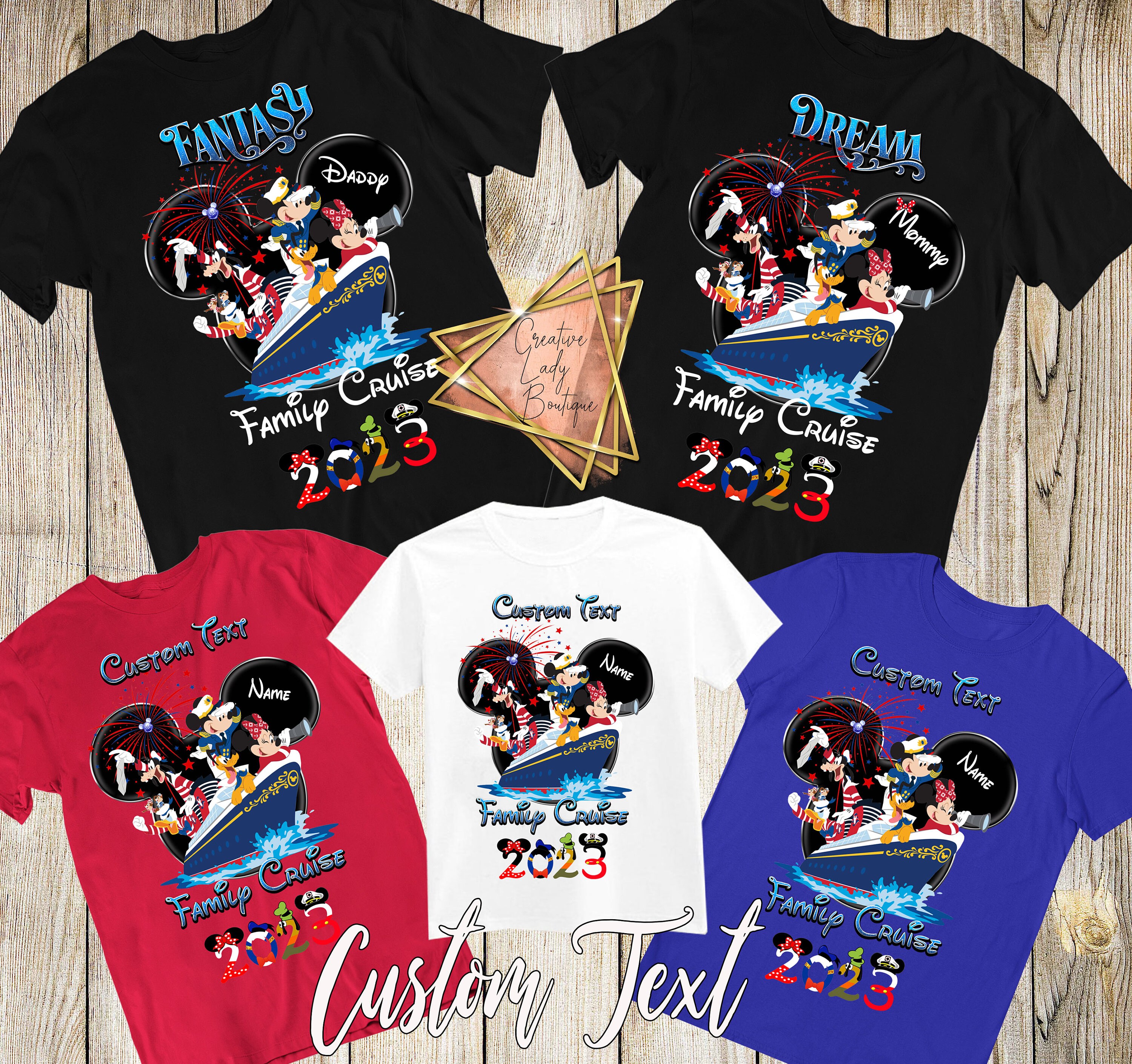 Discover Kreuzfahrt Familie Disney Cruise Family 2023 Mickey und Minnie Cruise Personlisierte T-Shirt