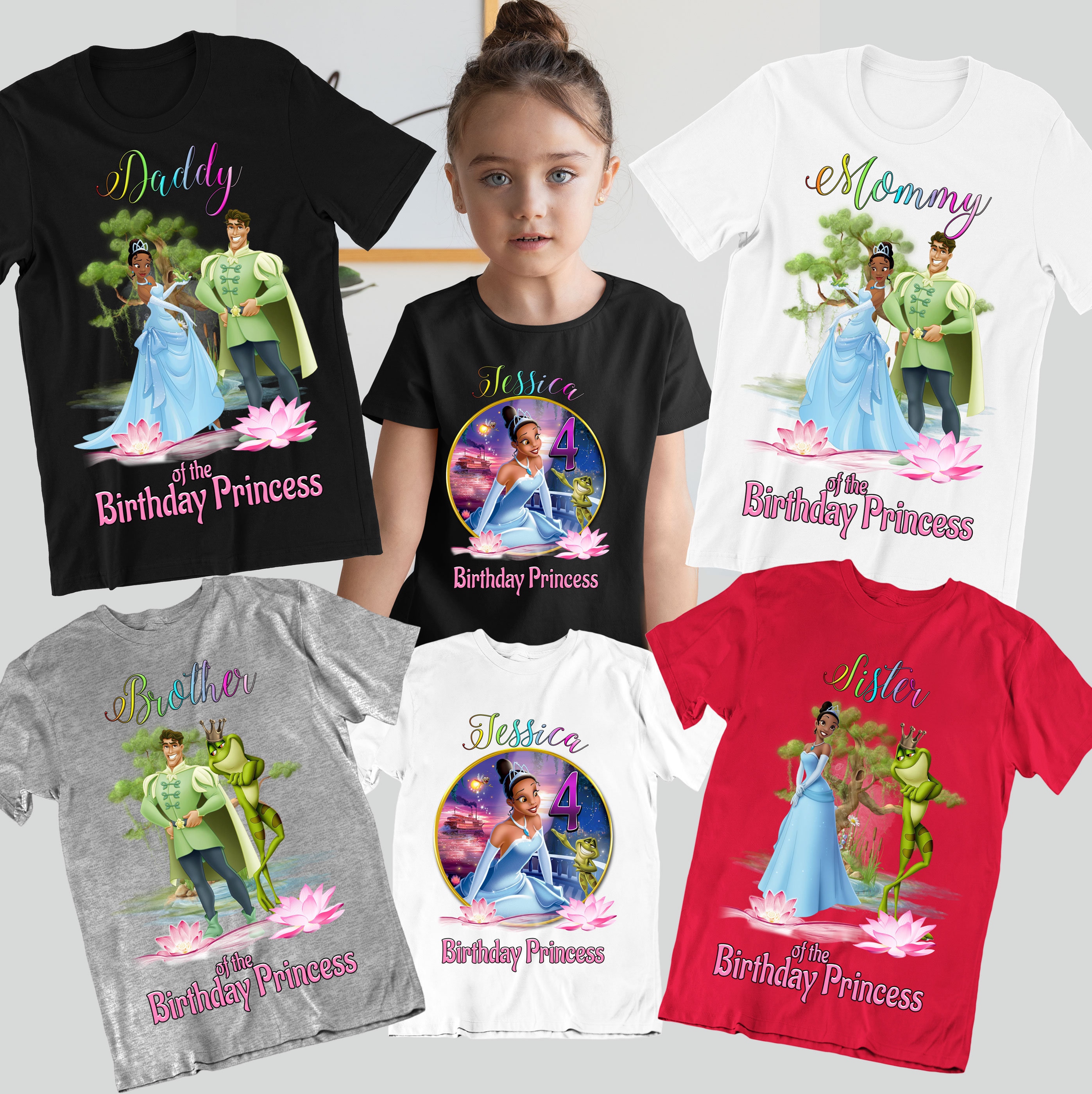 Tiana Princess Birthday Party Family Matching Shirts Girls Birthday Shirts,Tiana T Shirts Party Girls Princess and the Frog Princess and the Frog Birthday Shirt Add Any Name and Age