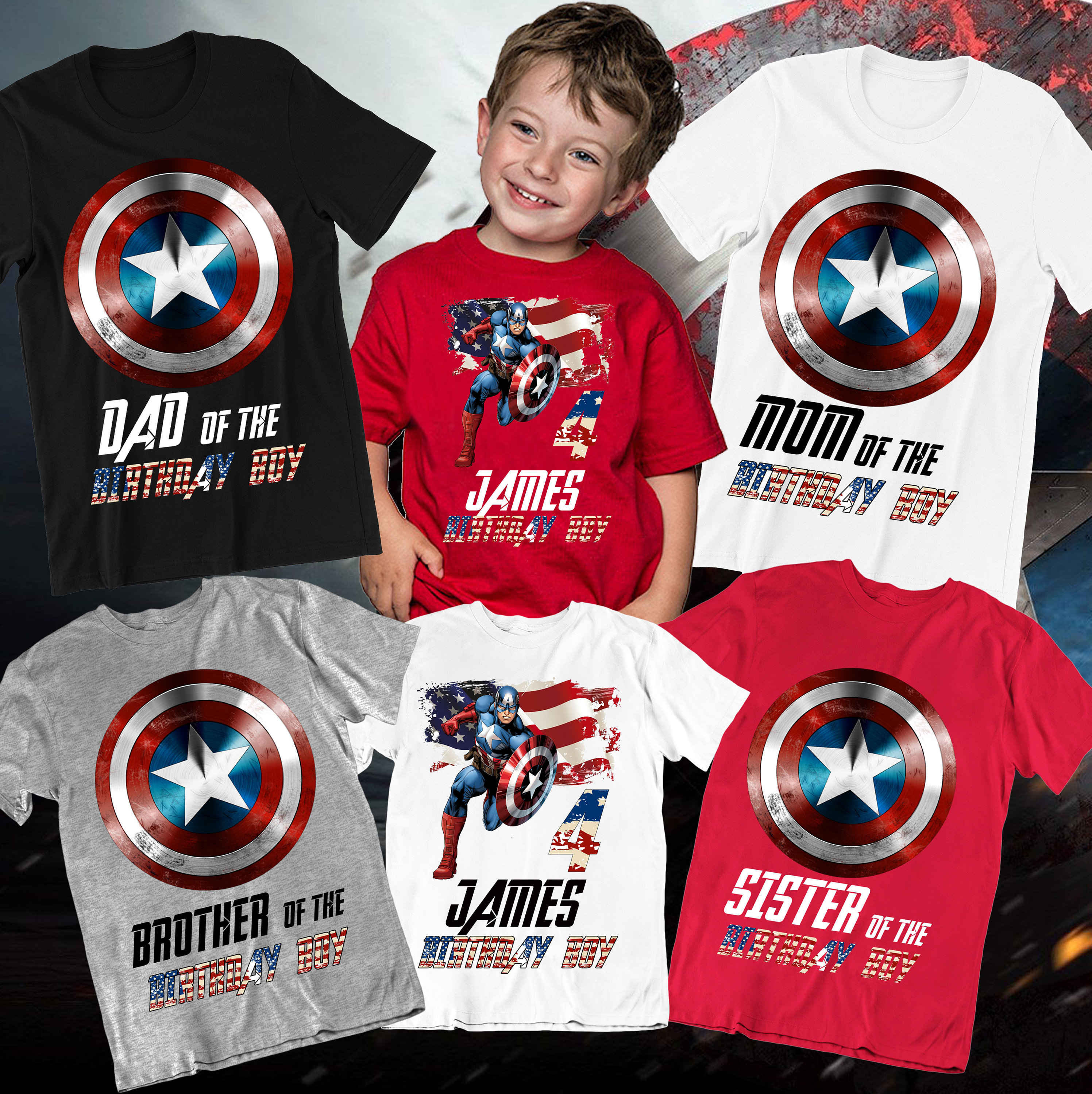 Captain Birthday Family Shirt Captain America Birthday - Etsy New