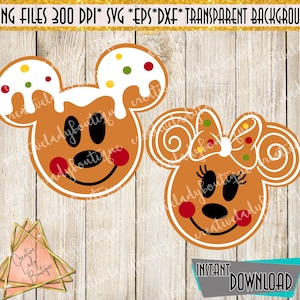 Christmas Gingerbread Svg  Mickey and Minnie Gingerbread SVG Christmas Svg Christmas Holiday Mouse head Gingerbread Files