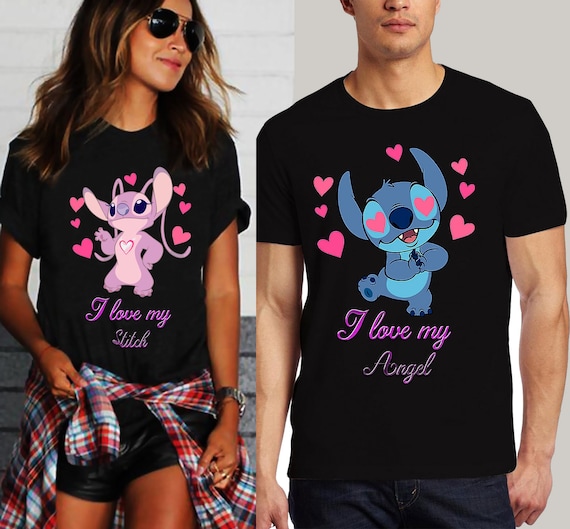 stitch and angel couple shirt