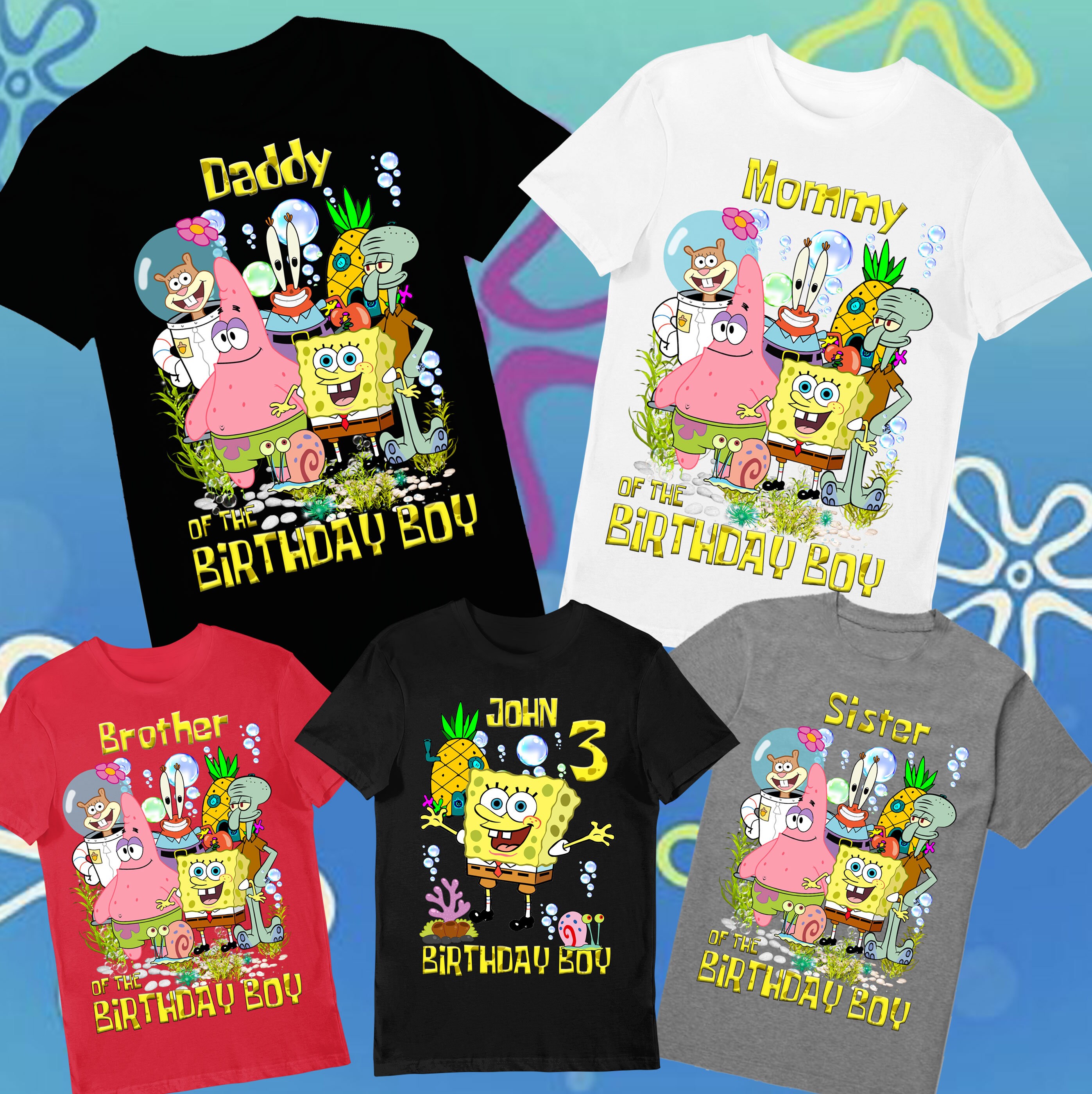 SpongeBob Squarepants Birthday Personalized Family Tshirts Etsy