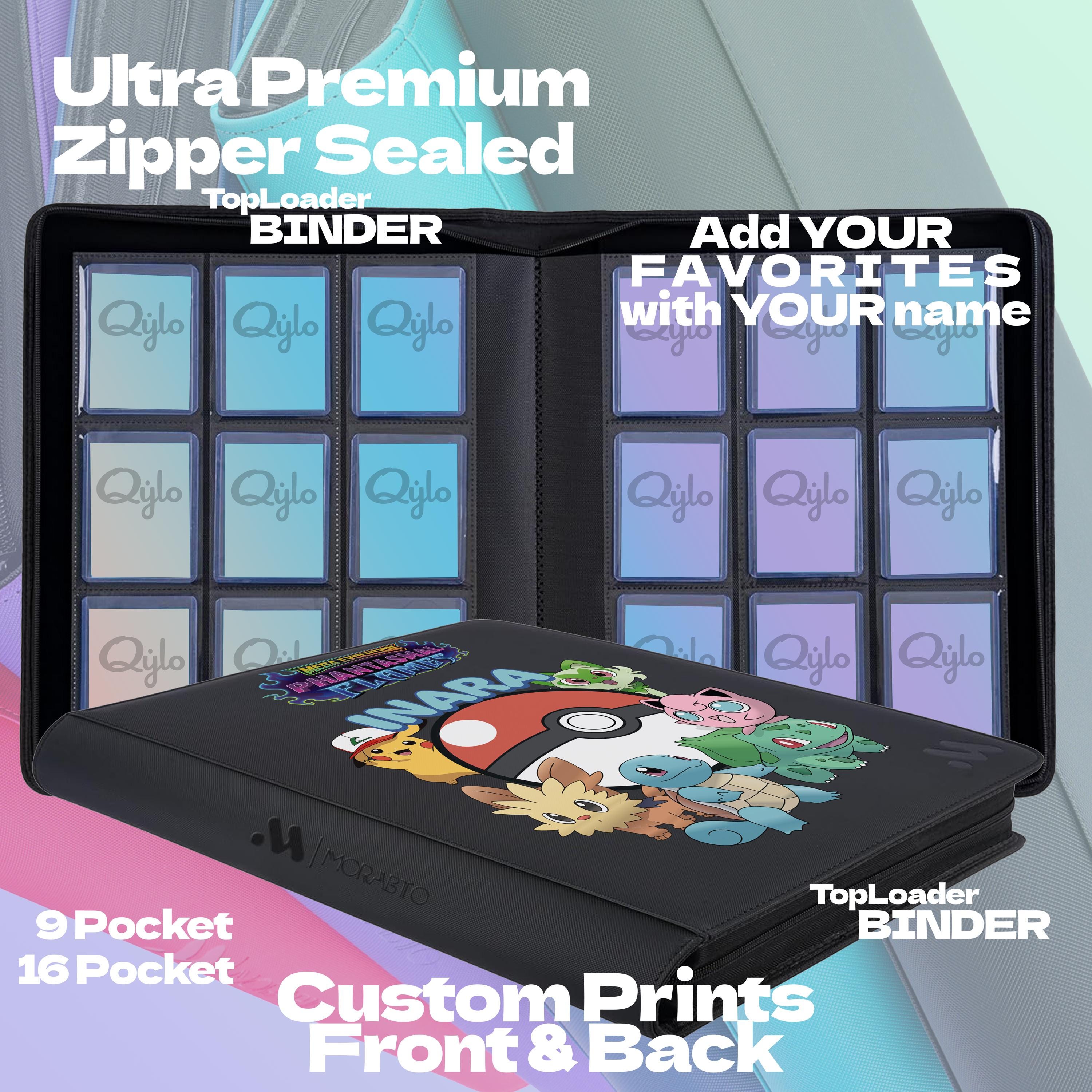 Custom Trading Card TOP LOADER Binder – Pokemon Master Set | 9 or 16 ...