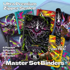 Pitch Black Master Set Binder – Vault X Exo-Tec Zip Binder | 4, 9, 12, or 16 Pocket