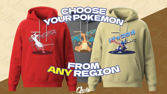 Personalized Adult Pokemon Hoodie | Choose Your Favorite from Any Region | Anime Streetwear Sweatshirt | Gift