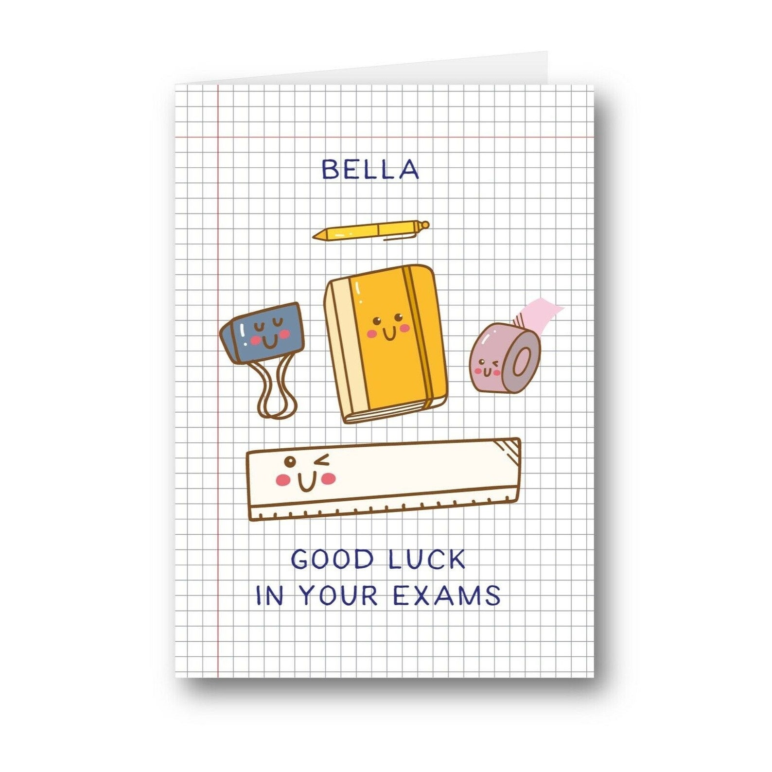 Personalised Card Good Luck in Your Exams Stationary Cute Etsy
