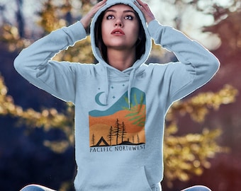 PNW UNISEX Hoodie, Pacific Northwest sweater, Washington hoodie, Oregon hoodie, Travel hoodie, pnw sweatshirt, Camping hoodie
