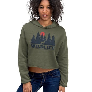 wildlife sweatshirt - adventure camping gift - adventure sweater ,hiking gifts  crop hoodie sweatshirt - Gift For girlfriend  -adventure Cro