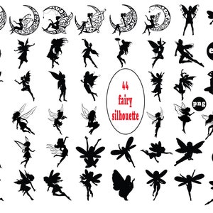 44 Fairy Silhouette  SVG, Fairy Cartoon Svg, SVG Cut Files- Fairy Bundle SVG- Fairy Clipart- Fairy Cut File- Fairy Vector- Instant Download