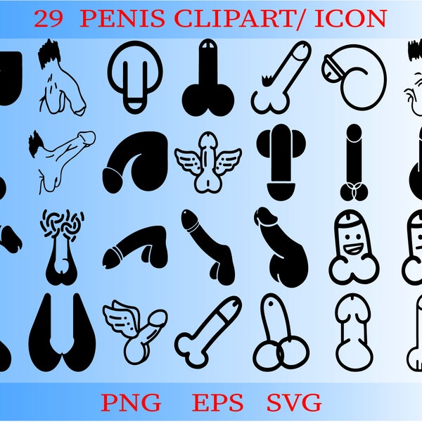 29 Penis Silhouette Svg - Bachelorette Party Svg - Dick Cock clipart Svg - Svg Files for Cricut and Silhouette, Hairy Balls Clipart